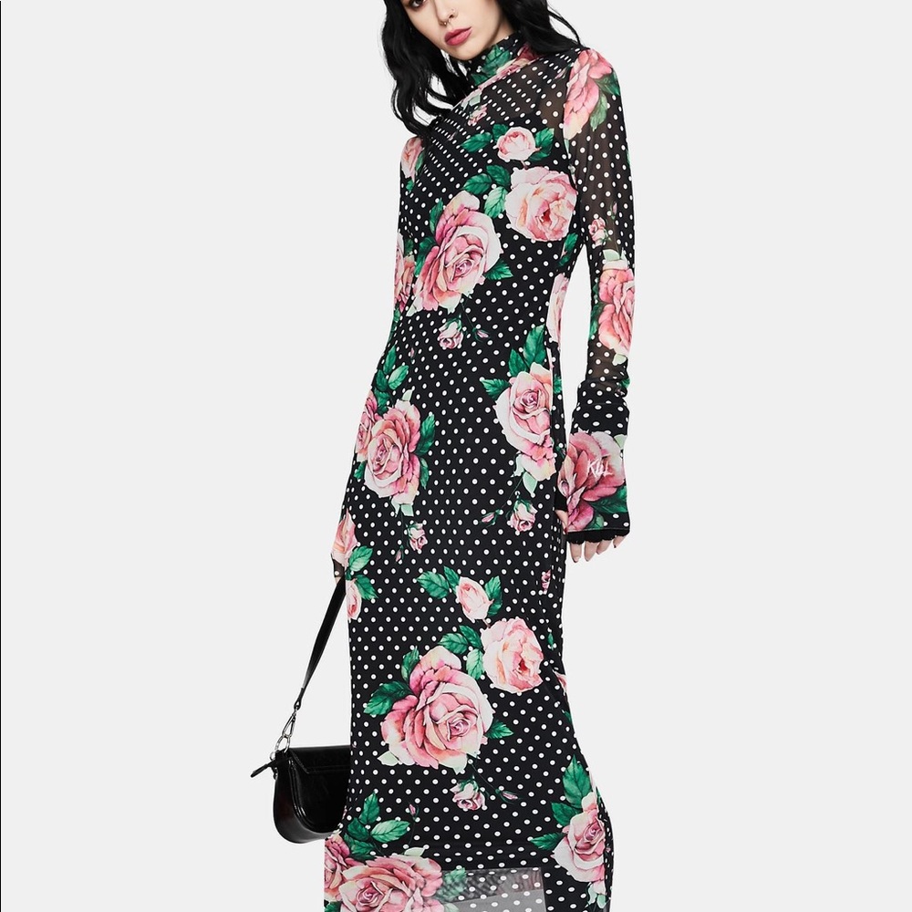 WINTER ROSE POLKA DOT SHAILENE MESH DRESS - Picture 4 of 5